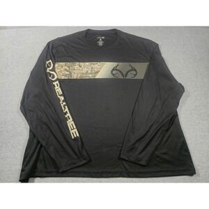 Ocean Coast Realtree Mens‎ Black Long Sleeve Performance Shirt Camo Logo XL
